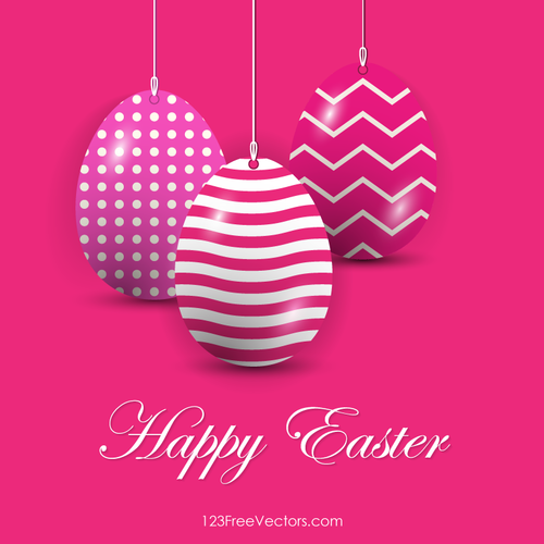 Easter Eggs on Pink Background