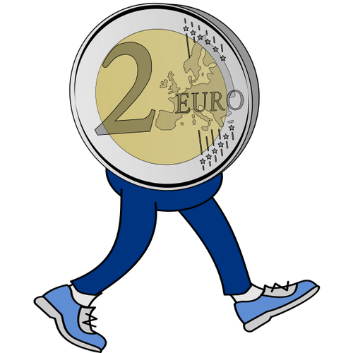 2 Euro coin with legs