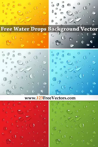 Water drops on colorful backgrounds