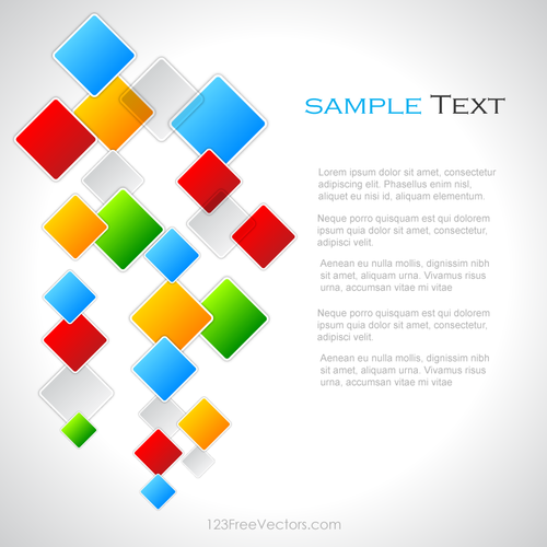 Background with text and colored squares