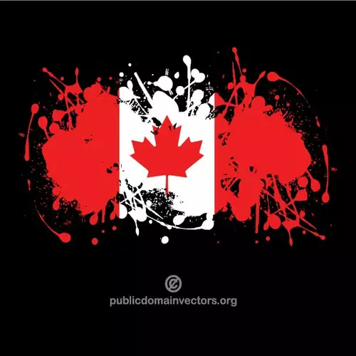 Canadian flag with ink spatter