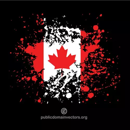 Canadian flag in ink spatter