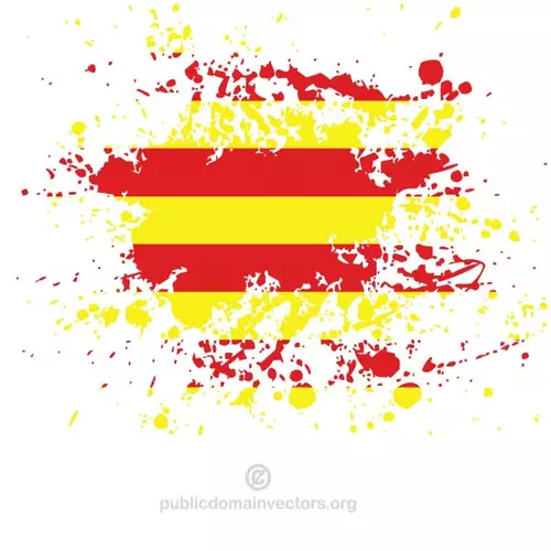 Catalan flag in ink spatter