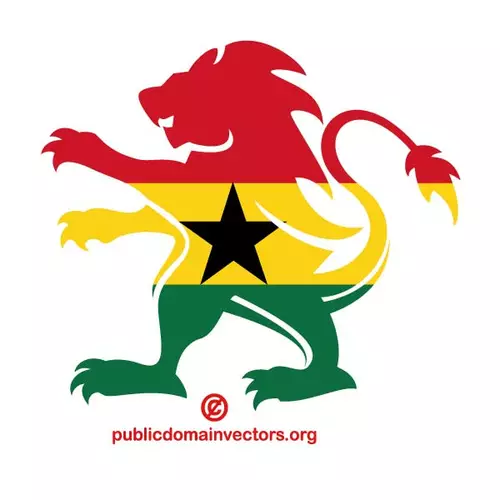 Flag of Ghana inside lion silhouette