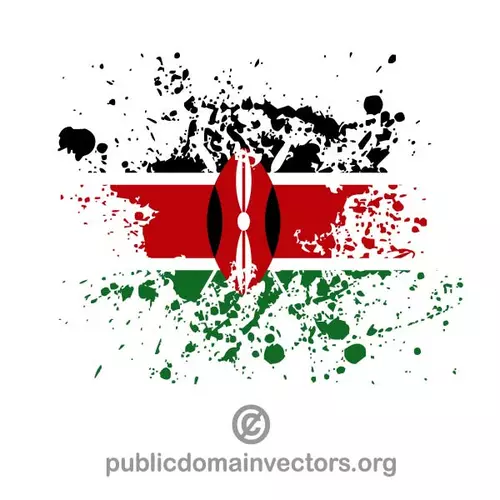 Flag of Kenya inside ink splatter shape