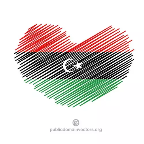 Libyan flag in heart shape