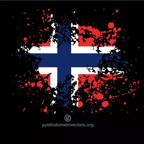 Norwegian flag inside ink spatter