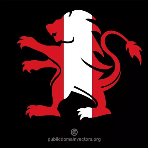 Heraldic lion with flag of Peru