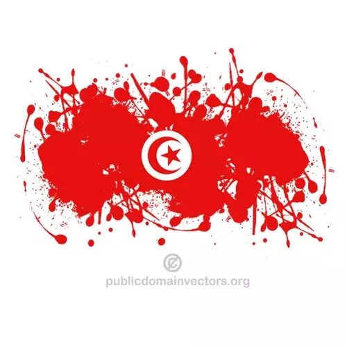 Tunisian flag with ink spatter