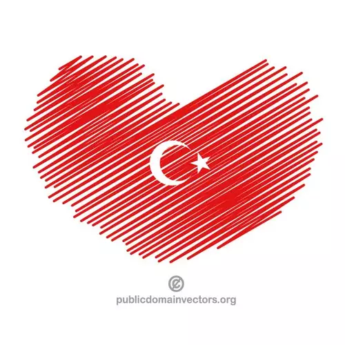 Turkish flag in heart shape