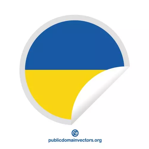 Round sticker with flag of Ukraine