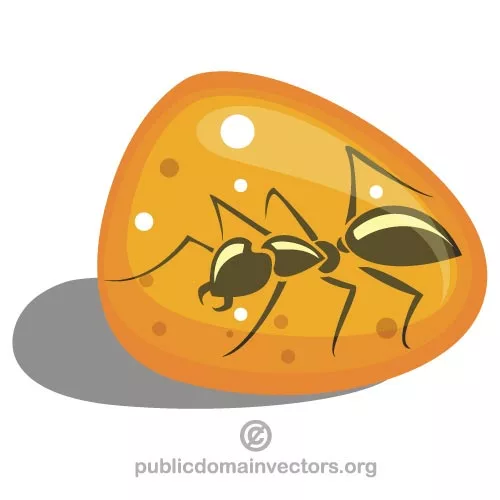 Ant in amber vector illustration