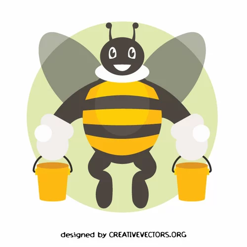 Bee holding buckets of honey