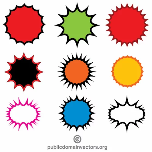 Bursting circles cartoon elements