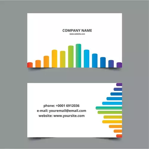 Business card layout with chart columns