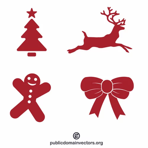 Christmas icons silhouettes