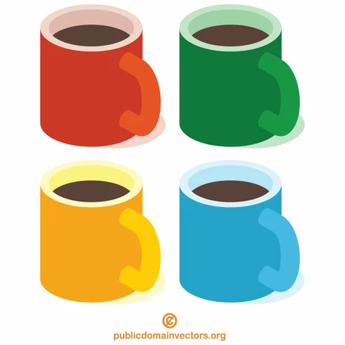 Coffee cups in various colors