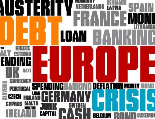 Debt crisis word cloud vector