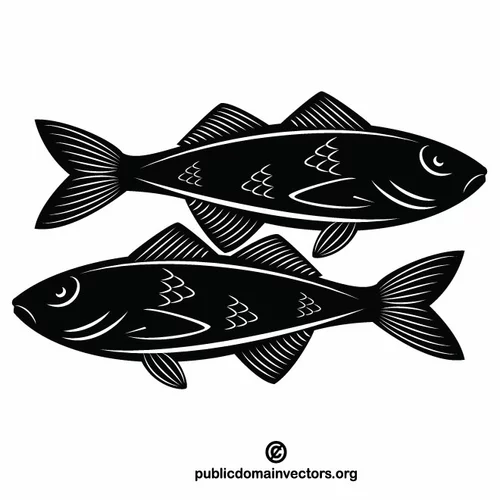 Fish monochrome vector art