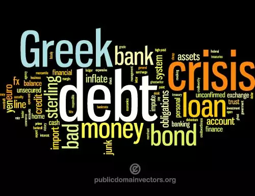 Greek debt crisis word cloud vector