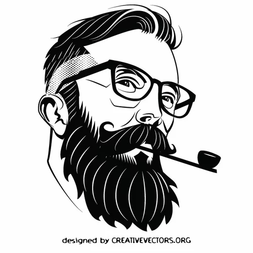 Man with black beard and a smoking pipe