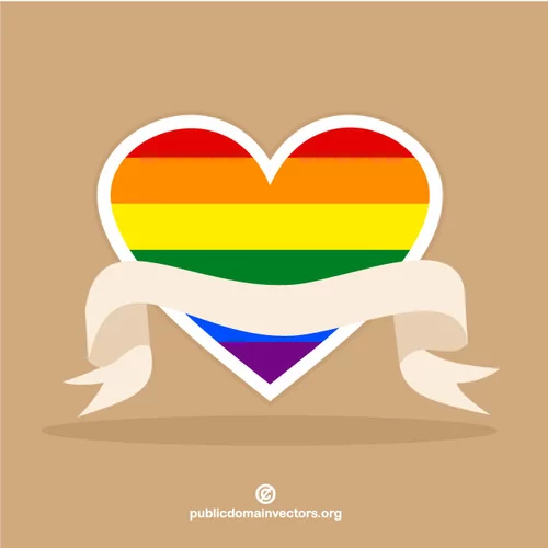 LGBT pride heart with ribbon