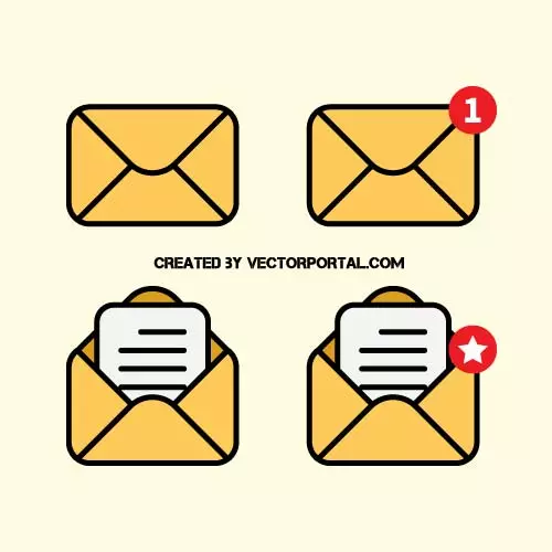 Yellow mail icons in vector format