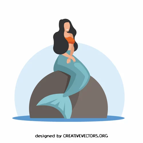 Mermaid sitting on a stone