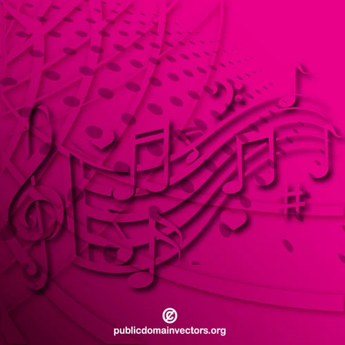 Pink background with musical notes