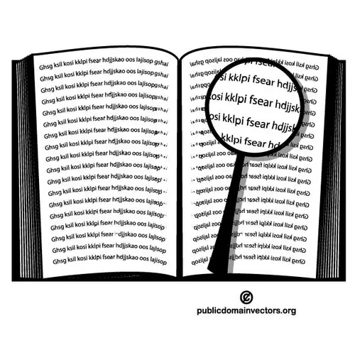 Open book and a magnifier vector clip art