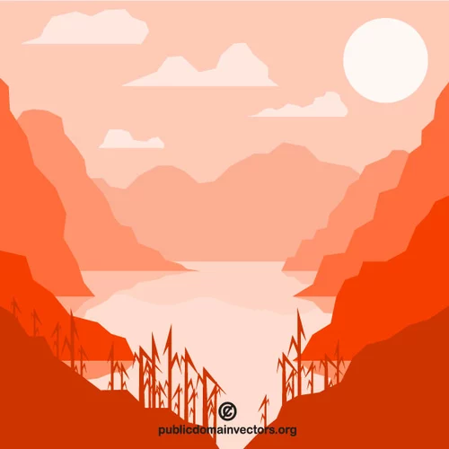 River and mountains vector image