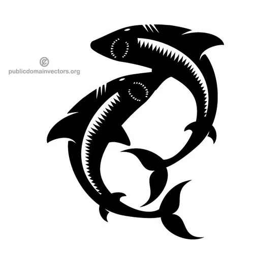 Silhouette of two sharks