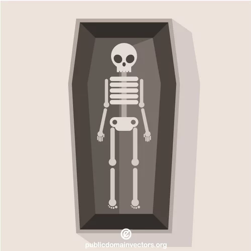 Skeleton in a coffin