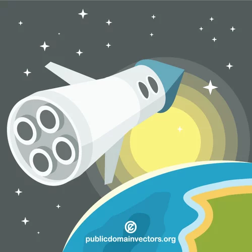 Rocket in space vector clip art