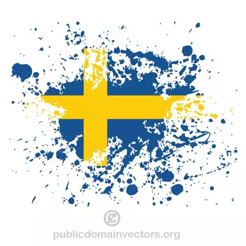 Swedish flag with ink splatter