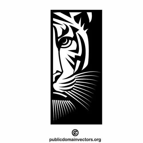 Tiger monochrome vector clip art