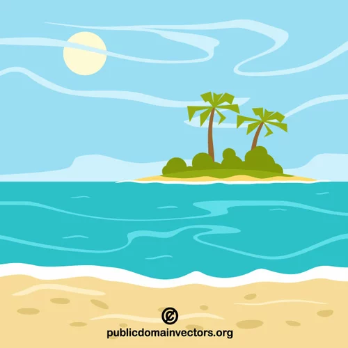 Tropical island vector clip art