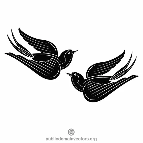 Two birds silhouette