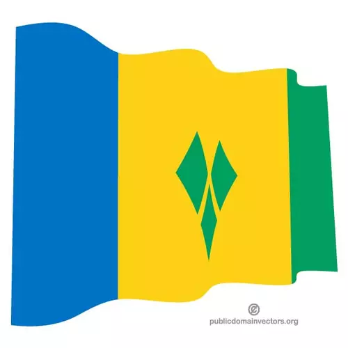 Wavy flag of Saint Vincent and the Grenadines