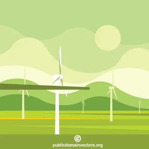 Wind turbines in the meadow