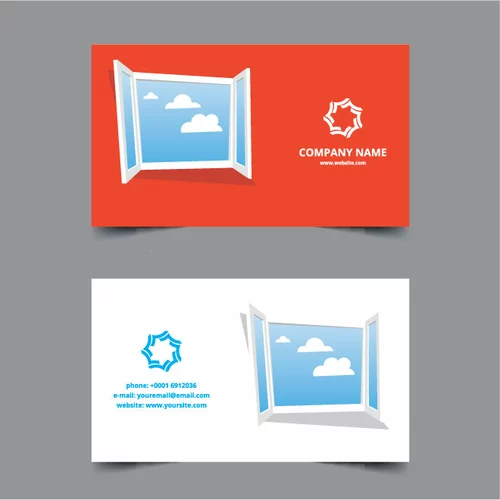 Business card template window view