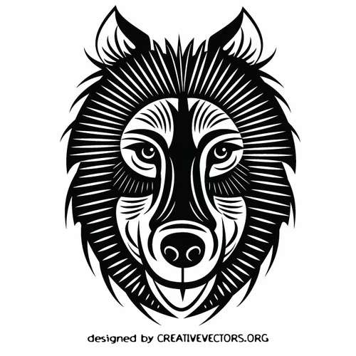 Wolf head silhouette stencil art
