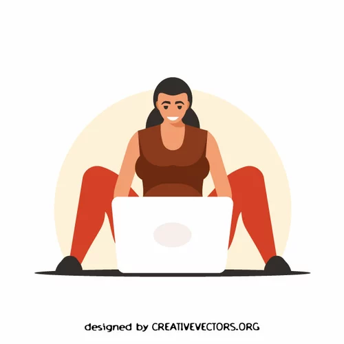 Woman sitting on floor with a laptop