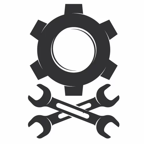 Wrench and cog silhouette