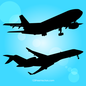 Silhouettes of passenger airplanes
