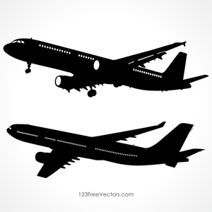 Detailed Airplane Silhouettes