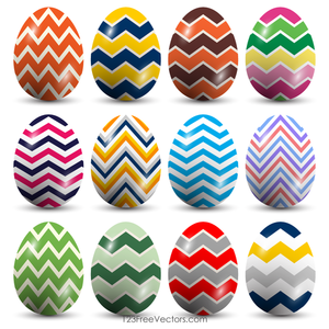 Colorful Easter Eggs with Chevron Pattern