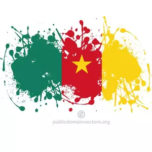 Cameroon flag in paint splatter shape