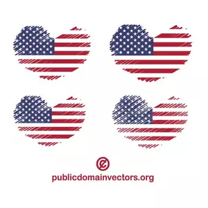 USA flag heart shapes