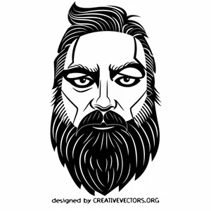 Bearded man with a scary face